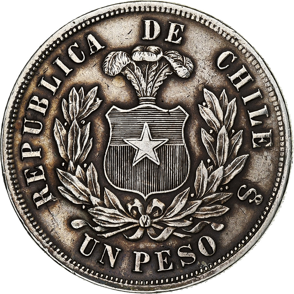 Chile, Peso, 1880, Silver, EF(40-45), KM:142.1