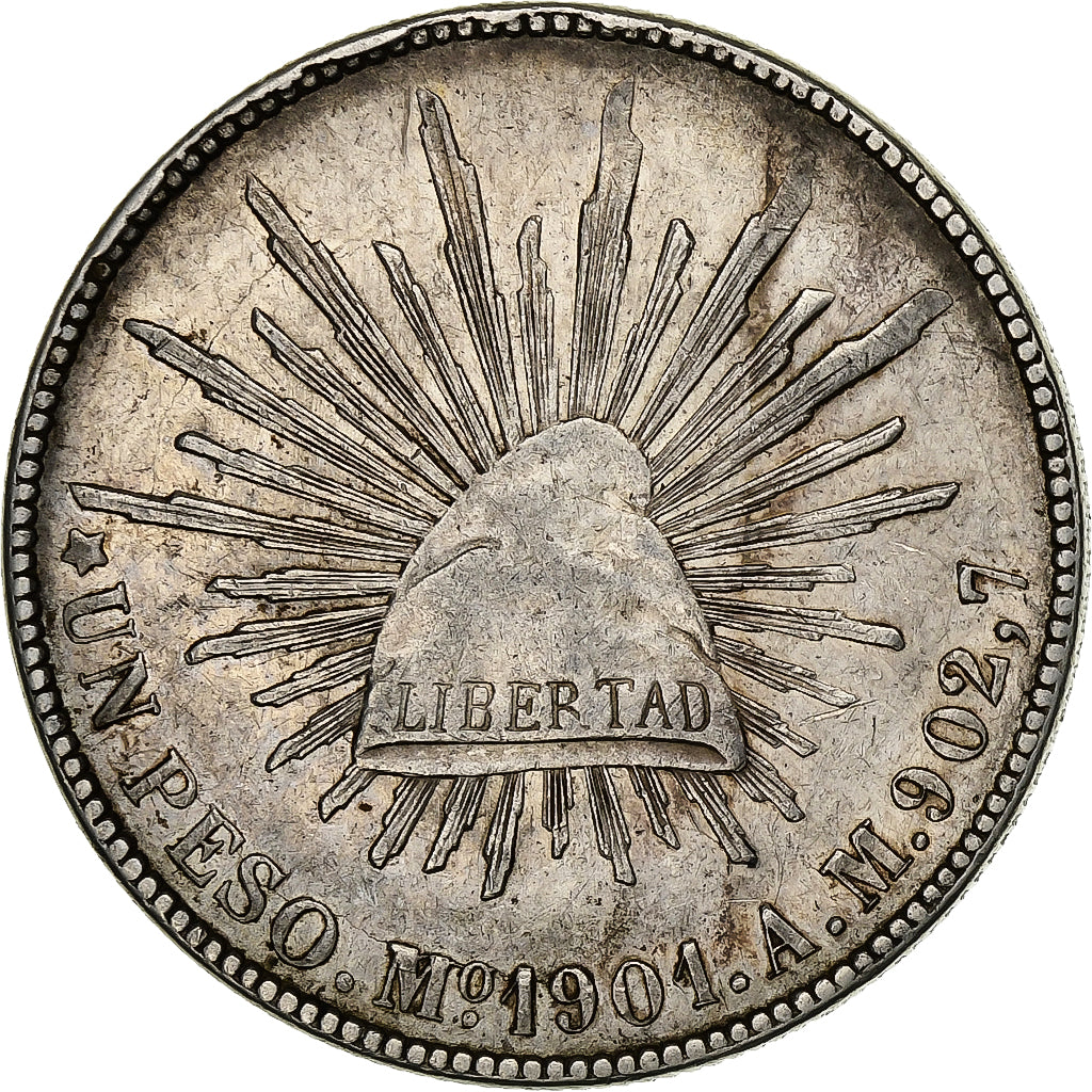 Mexico, Peso, 1901, Mexico City, Silver, AU(50-53), KM:409.2