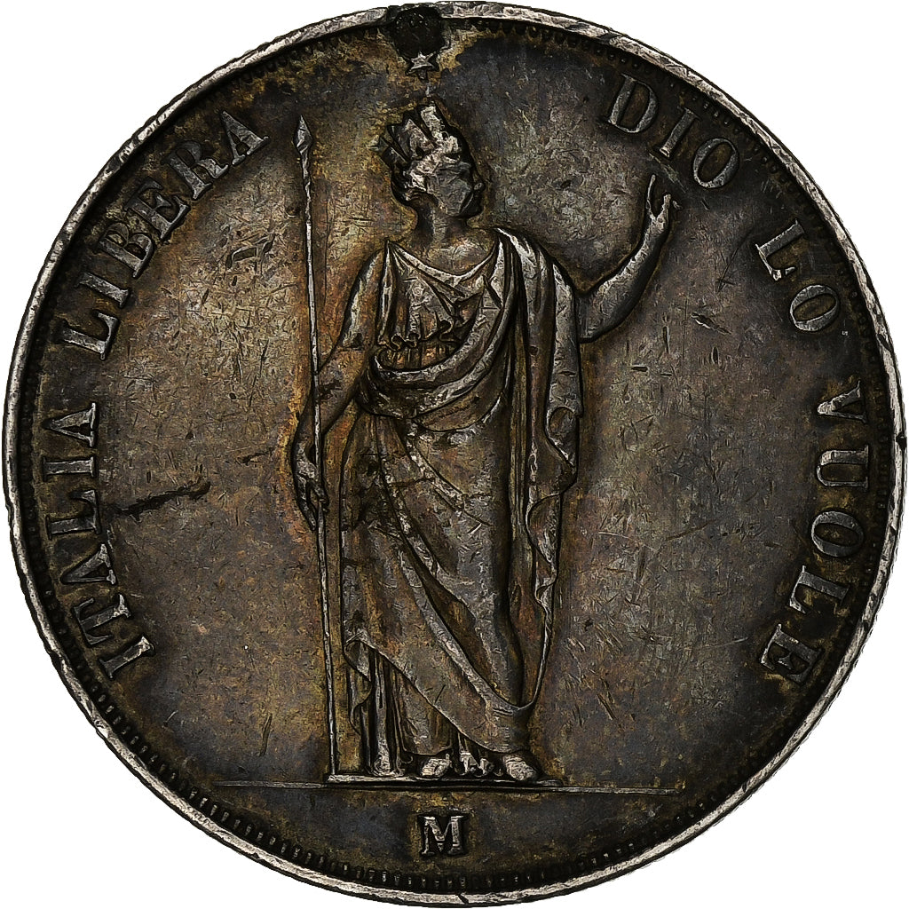 ITALIAN STATES, LOMBARDY-VENETIA, 5 Lire, 1848, Milan, Silver, EF(40-45)