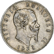 Itália, Vittorio Emanuele II, 5 Lire, 1875, Milan, Prata, VF(30-35), KM:8.3