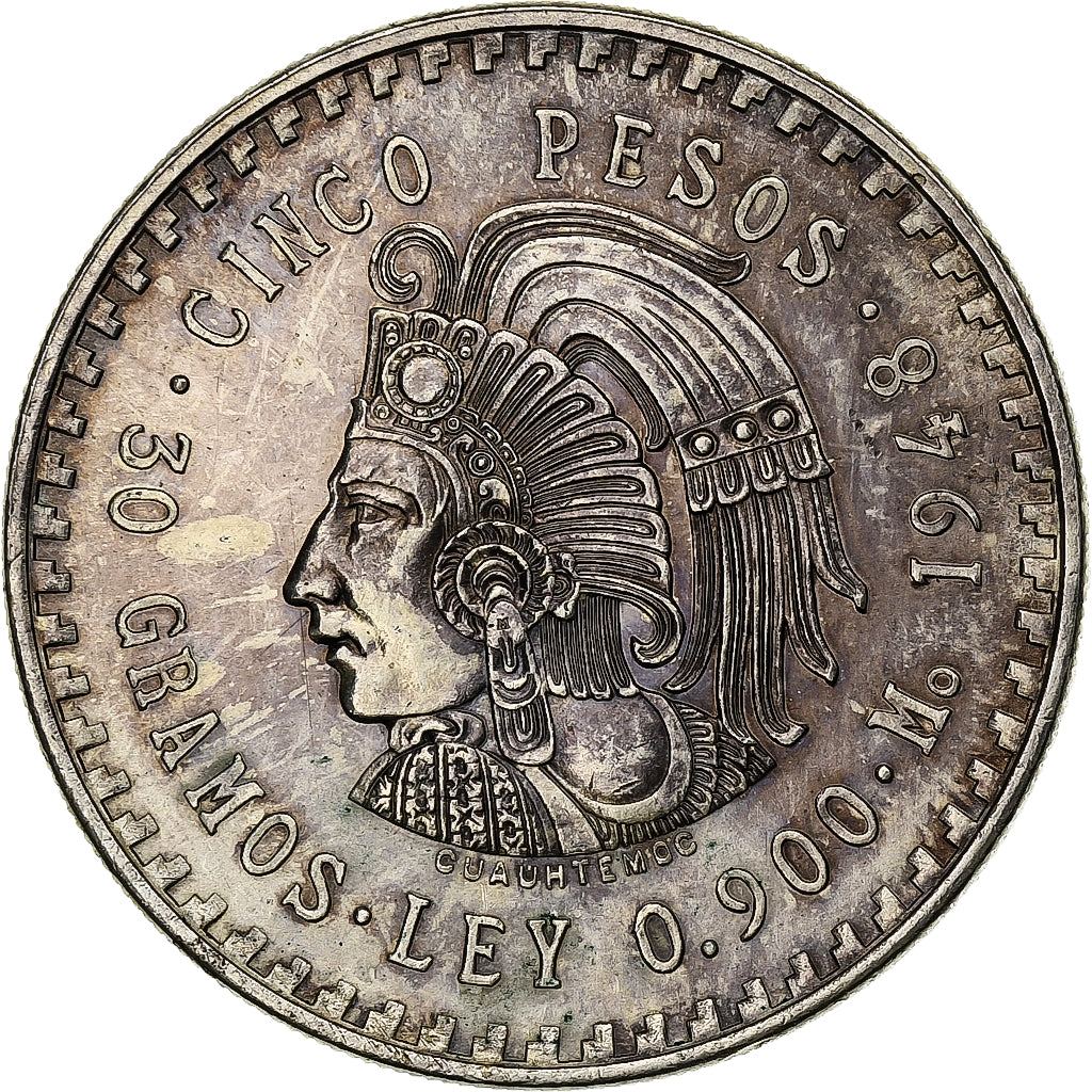 Mexico, 5 Pesos, 1948, Mexico City, Silver, AU(55-58), KM:465