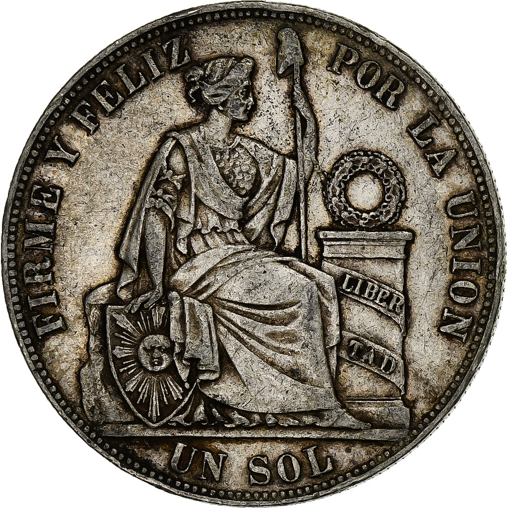 Perù, SOUTH PERU, Sol, 1884, Santiago, Argento, BB, KM:196.19