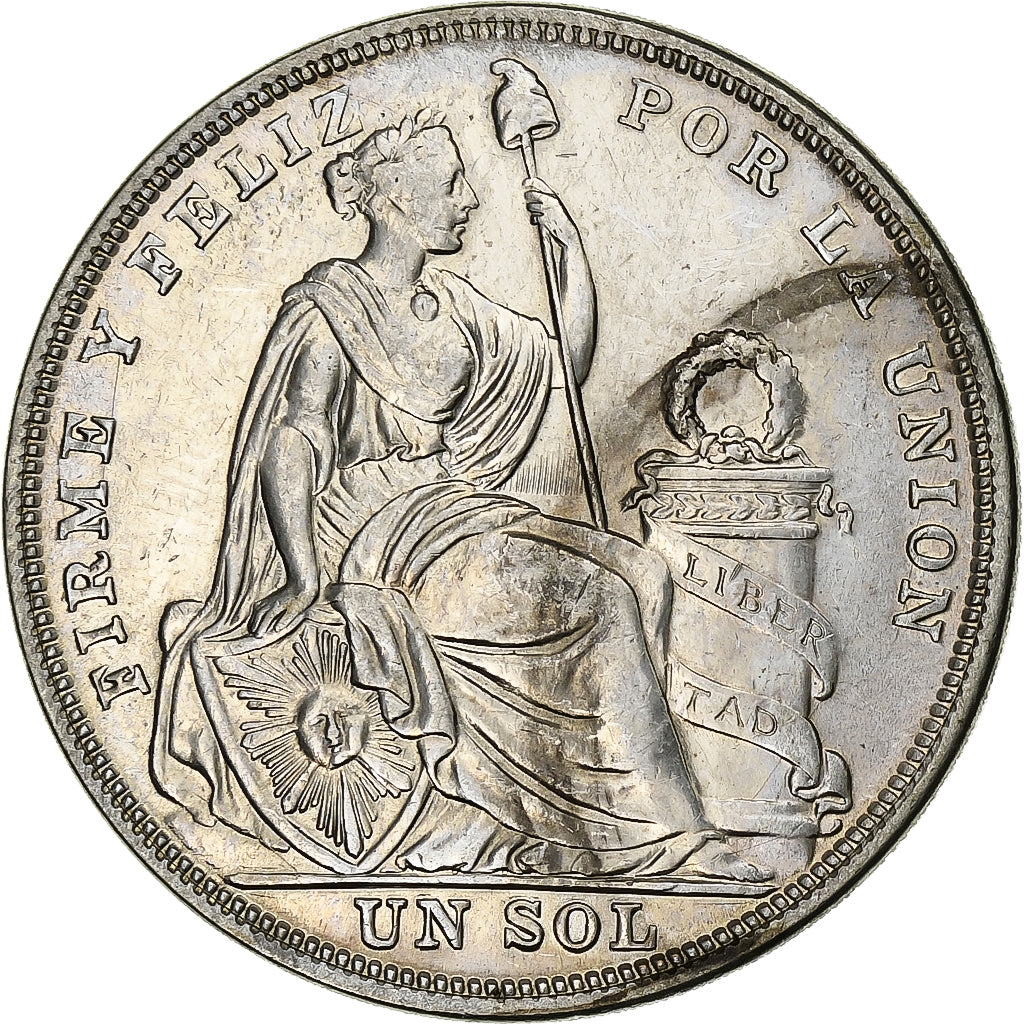 Peru, Sol, 1923, Philadelphia, Silver, AU(50-53), KM:218.1