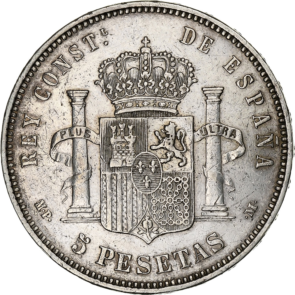 Spain, Alfonso XIII, 5 Pesetas, 1888, Madrid, Silver, EF(40-45), KM:689