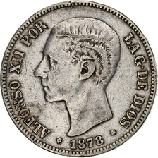 Spain, Alfonso XII, 5 Pesetas, 1878, Madrid, Silver, VF(30-35), KM:676