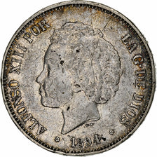 Spain, Alfonso XIII, 5 Pesetas, 1894, Valencia, Silver, VF(30-35), KM:700