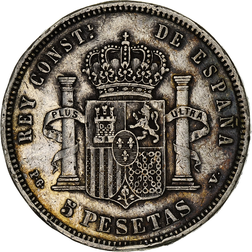 Spain, Alfonso XIII, 5 Pesetas, 1894, Valencia, Silver, VF(30-35), KM:700