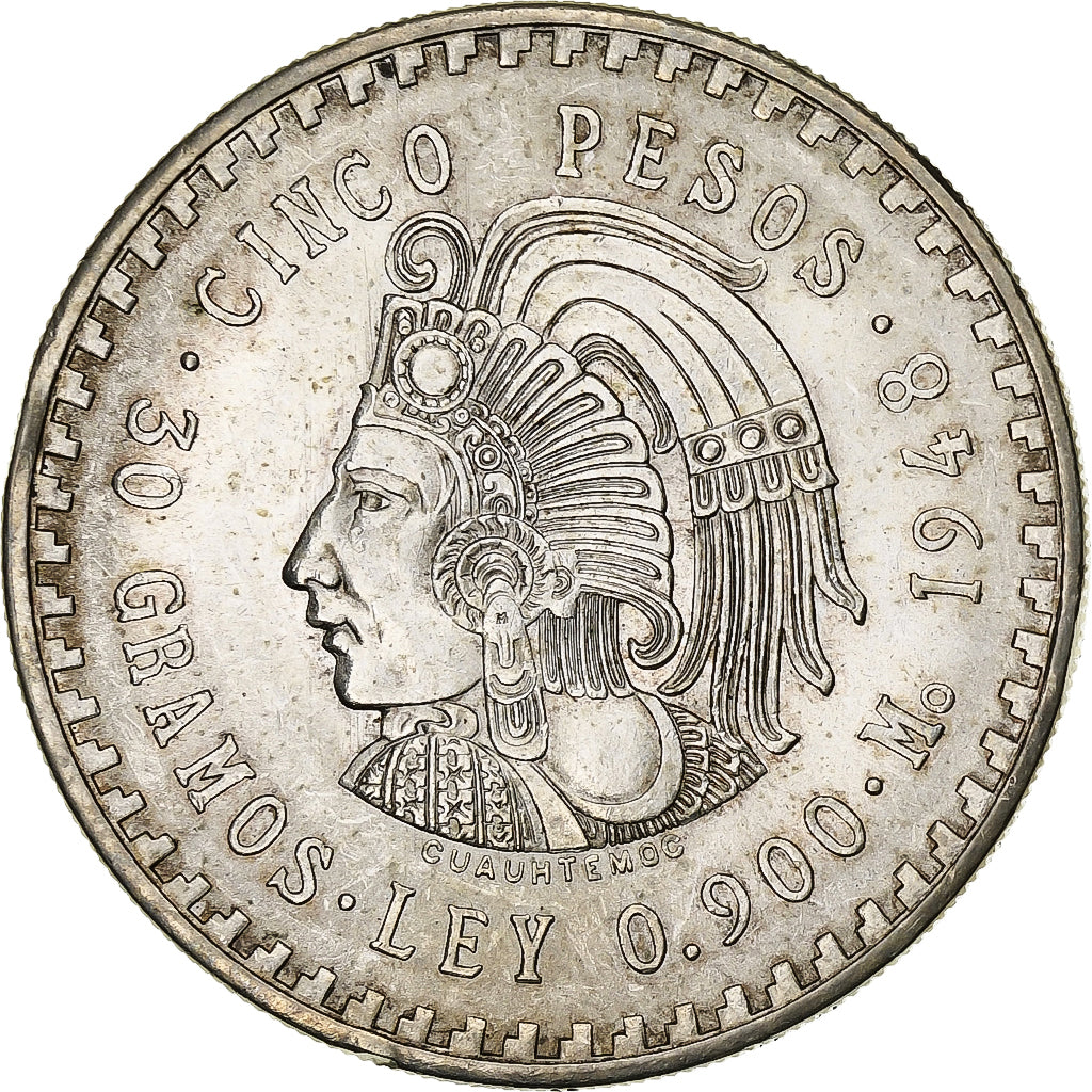Mexico, 5 Pesos, 1948, Mexico City, Silver, MS(60-62), KM:465