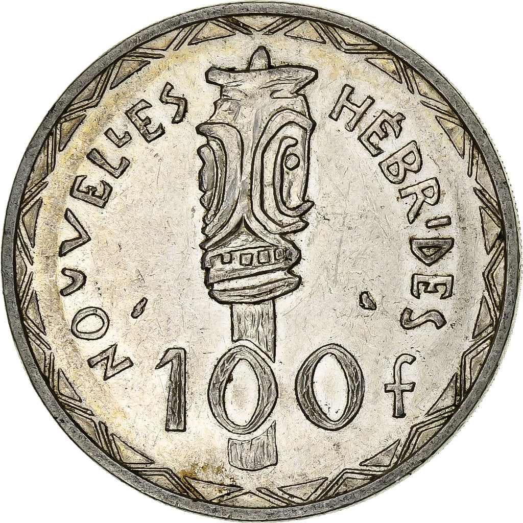 New Hebrides, 100 Francs, 1966, Paris, Silver, EF(40-45), Lecompte:59, KM:1