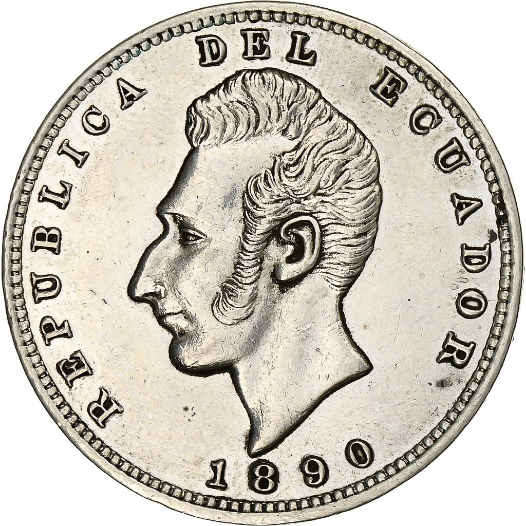 Ecuador, Sucre, Un, 1890, Lima, Silver, AU(50-53), KM:53.3