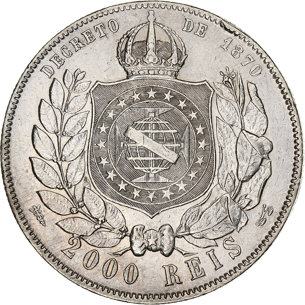 Brazil, Pedro II, 2000 Reis, 1888, Silver, EF(40-45), KM:485