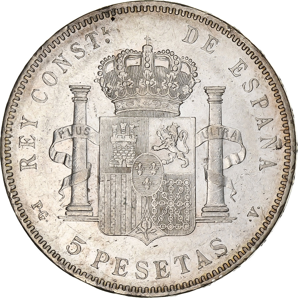 Spain, Alfonso XIII, 5 Pesetas, 1896, Madrid, Silver, AU(50-53), KM:707