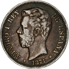 Spain, Amadeao I, 5 Pesetas, 1871 (75), Madrid, Silver, VF(30-35), KM:666