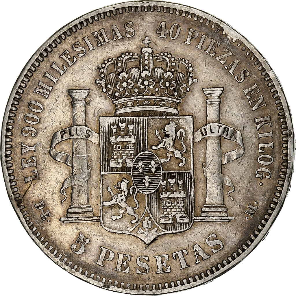 Spain, Alfonso XII, 5 Pesetas, 1875, Silver, EF(40-45), KM:671