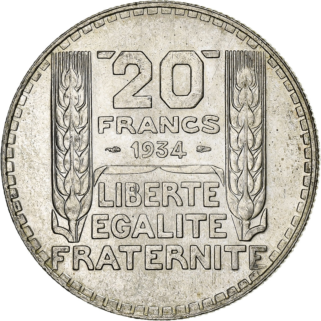 Francia, 20 Francs, Turin, 1934, Paris, Plata, EBC, Gadoury:852, KM:879