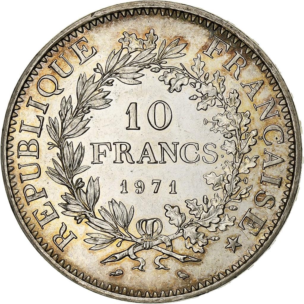 France, 10 Francs, Hercule, 1971, Paris, Silver, MS(60-62), KM:932