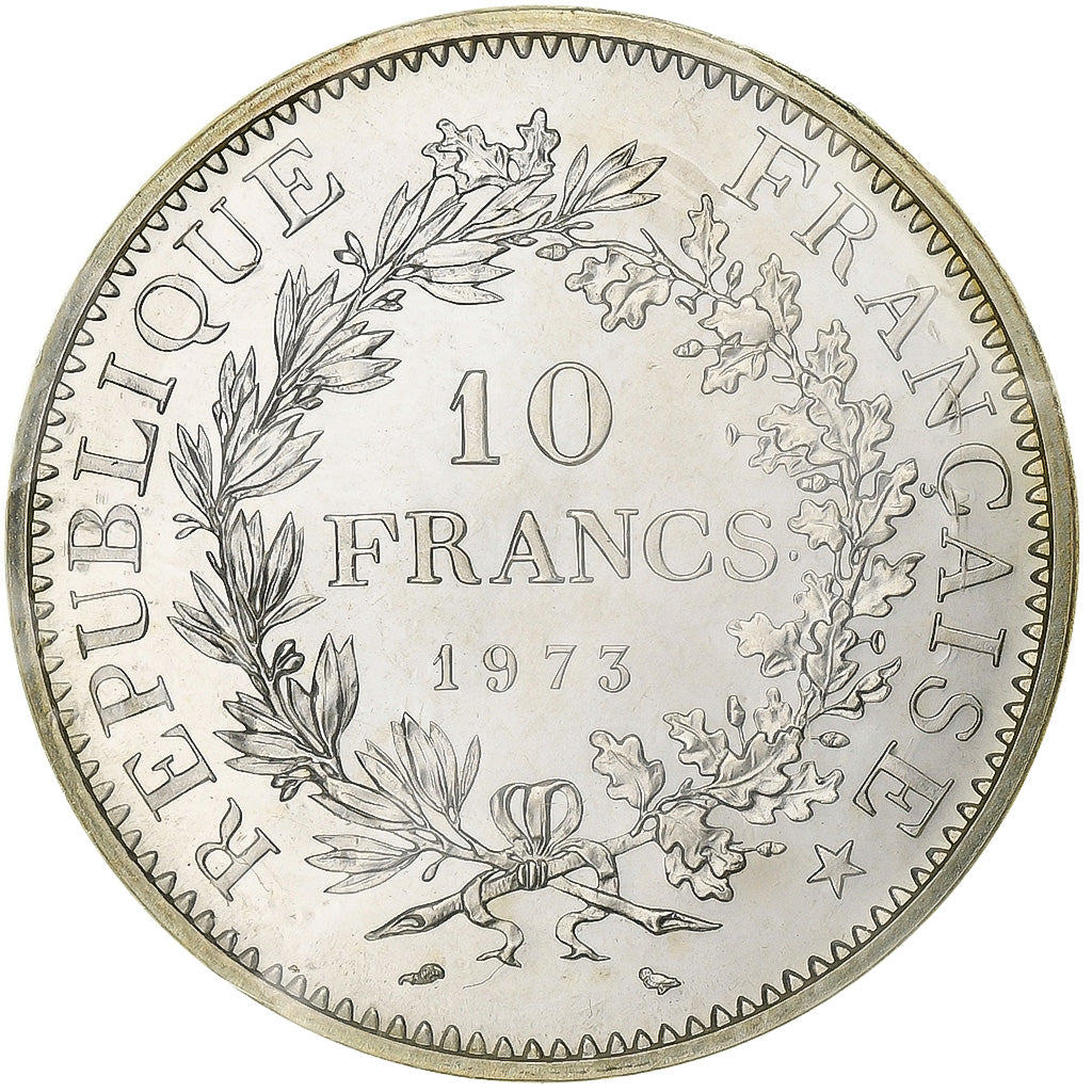 Francja, 10 Francs, Hercule, 1973, Paris, Srebro, MS(65-70), Gadoury:813, KM:932