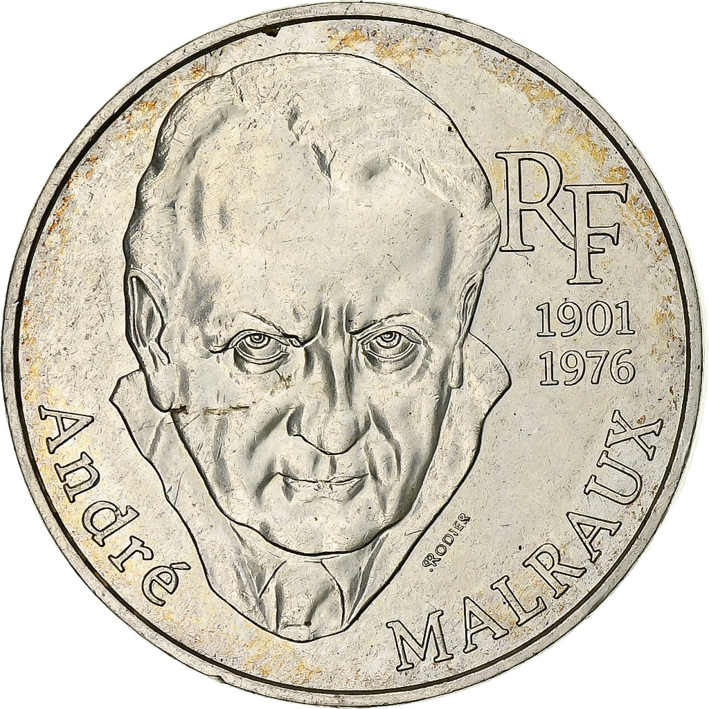 França, 100 Francs, André Malraux, 1997, Prata, AU(50-53), KM:1188