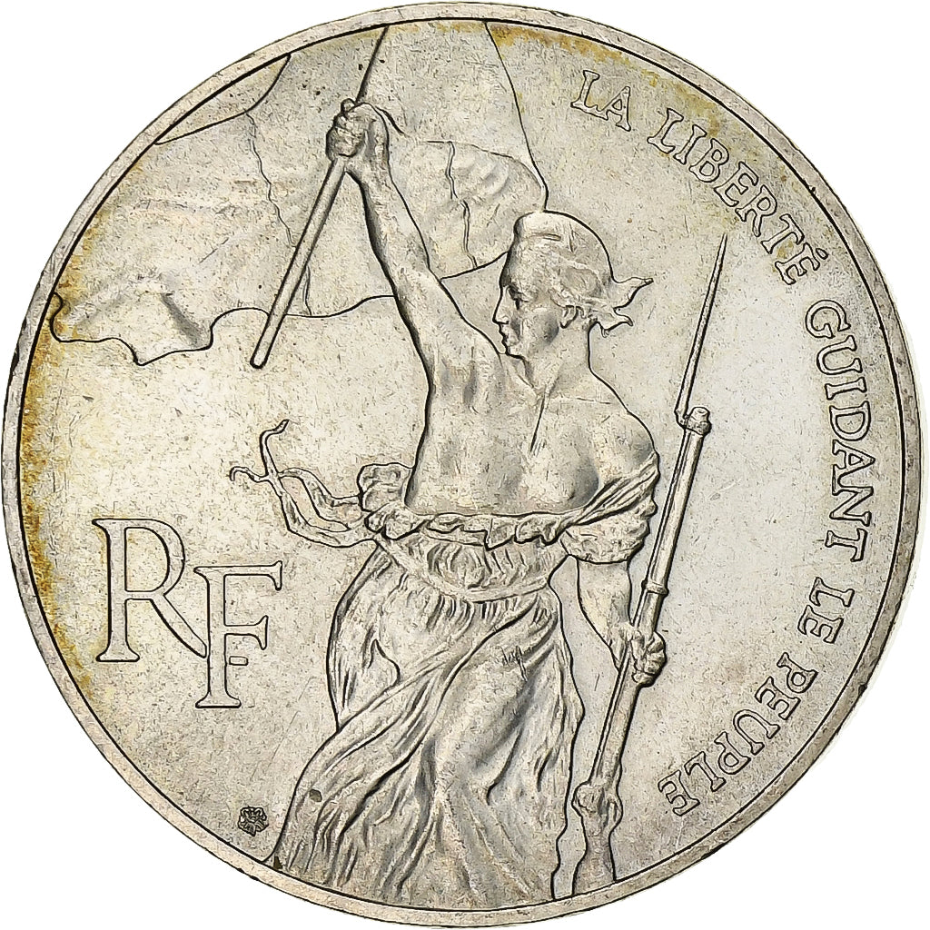 France, 100 Francs, Liberté guidant le peuple, 1993, Silver, AU(50-53)