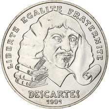 France, 100 Francs, Descartes, 1991, Silver, MS(60-62), Gadoury:906, KM:996