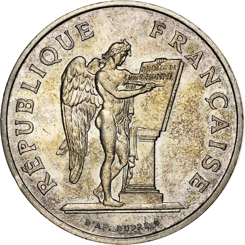 Francja, 100 Francs, Droits de l'Homme, 1989, Srebro, AU(50-53), Gadoury:904
