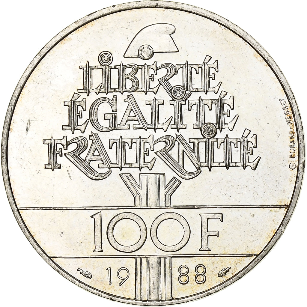 France, 100 Francs, Fraternité, 1988, Silver, AU(55-58), Gadoury:903, KM:966