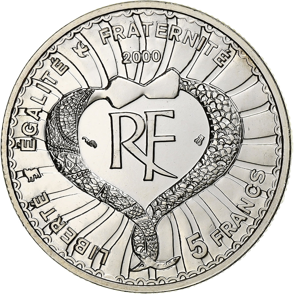 France, 5 Francs, Yves St. Laurent, 2000, Paris, BU, Argent, FDC, KM:1215