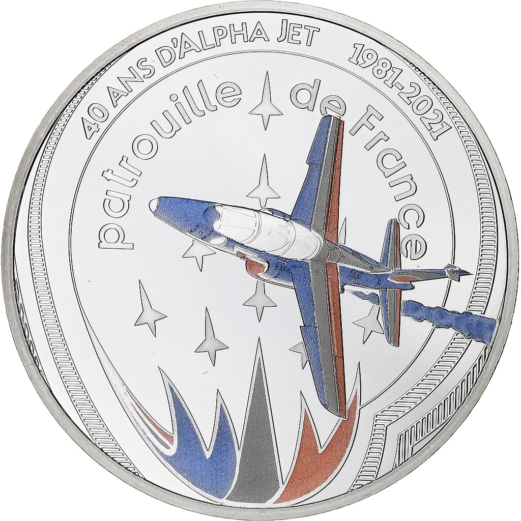 France, 10 Euro, ALPHA JET - PATROUILLE DE FRANCE, 2021, Argent, FDC