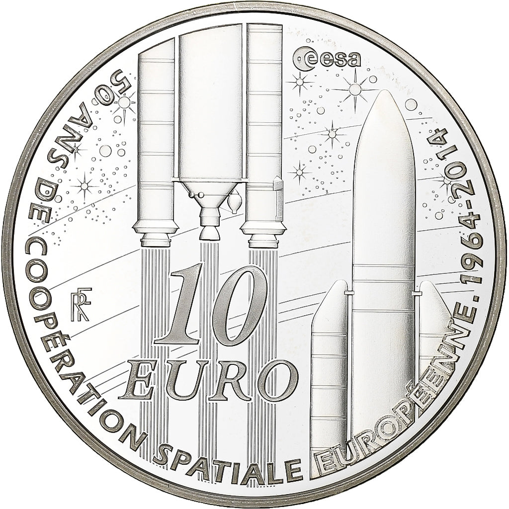 France, 10 Euro, Monnaie de Paris, 50 ans de coopération spatiale européenne
