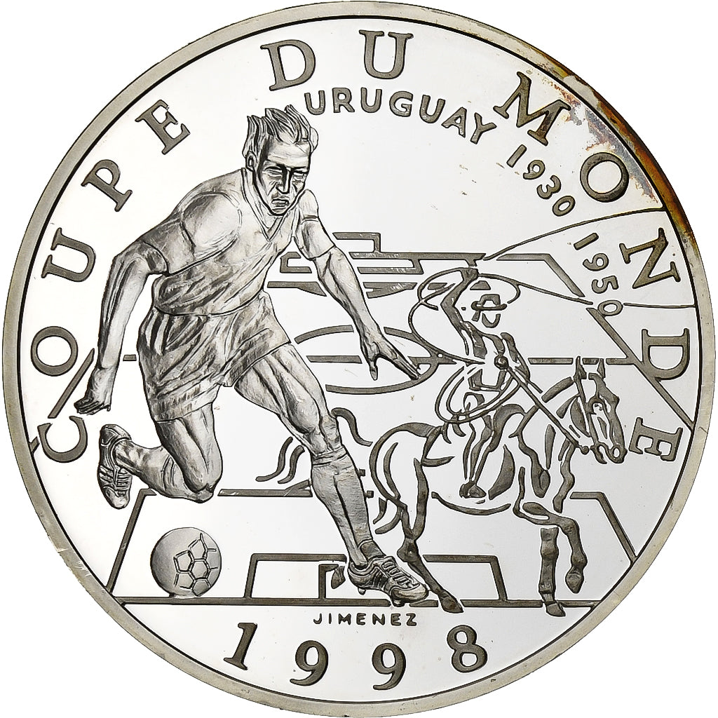 Francia, 10 Francs, France 98, Uruguay, 1996, Monnaie de Paris, BE, Argento