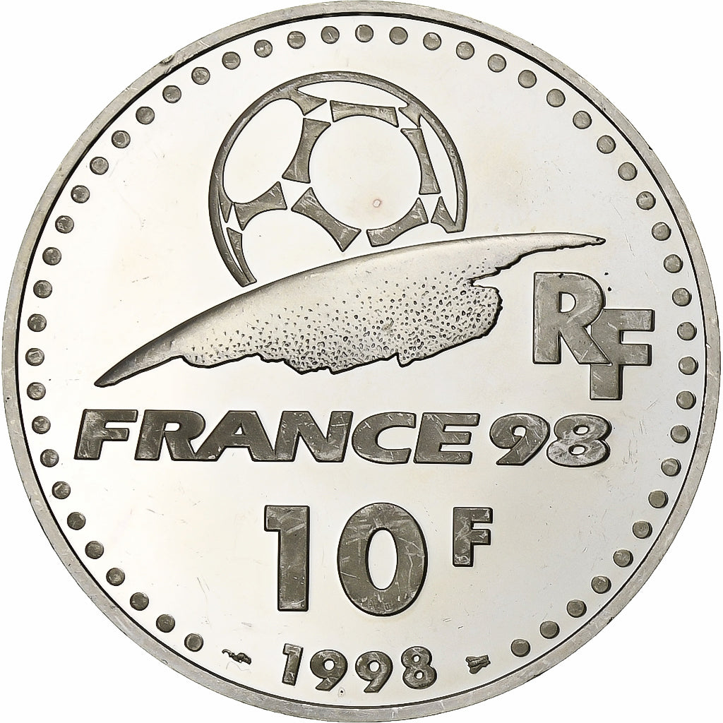 France, 10 Francs, Coupe du monde 98, 1998, Monnaie de Paris, BE, Silver