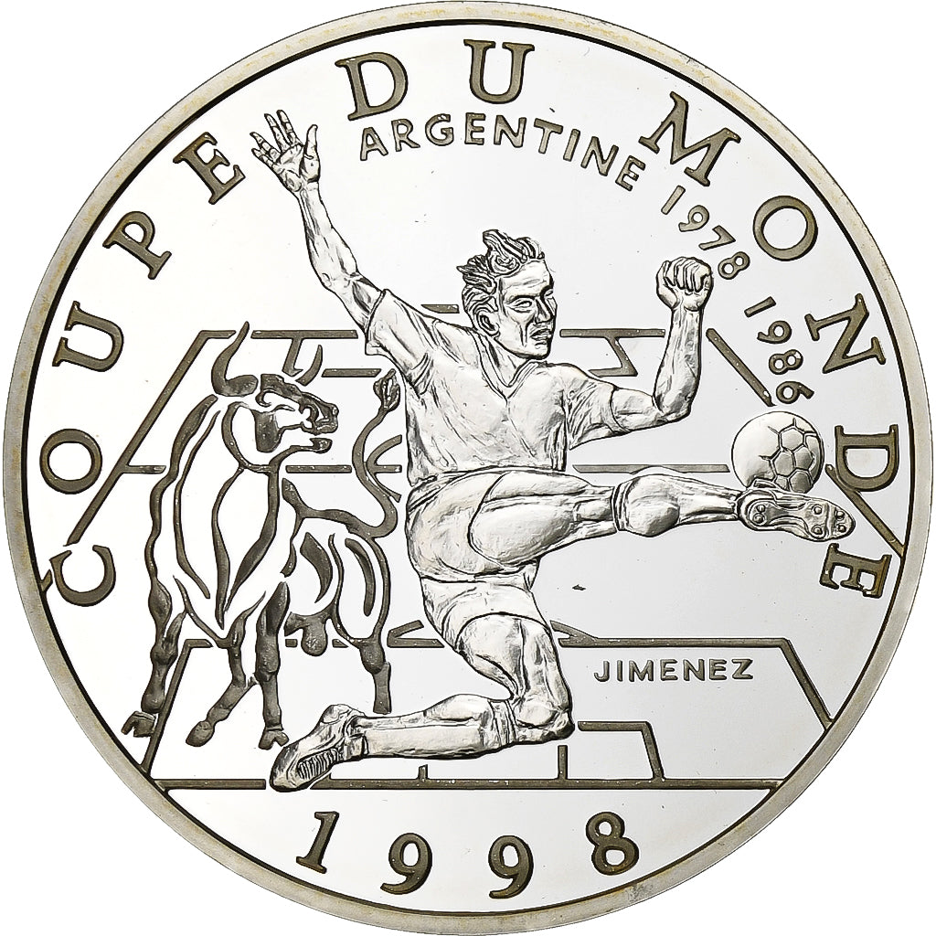Francia, 10 Francs, France 98, Argentine, 1997, Monnaie de Paris, BE, Argento