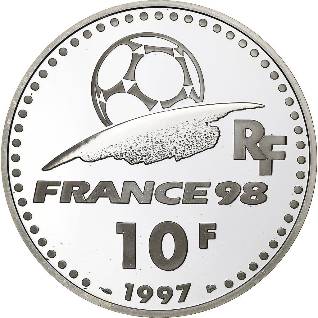 Francia, 10 Francs, France 98, Allemagne, 1997, Monnaie de Paris, BE, Argento