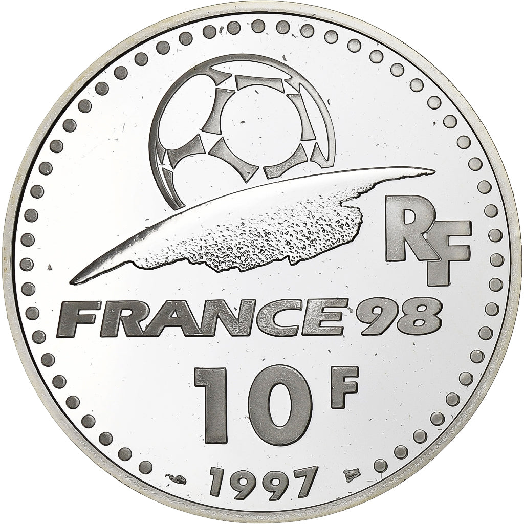 Francia, 10 Francs, France 98, Italie, 1997, Prueba, Plata, FDC, KM:1165