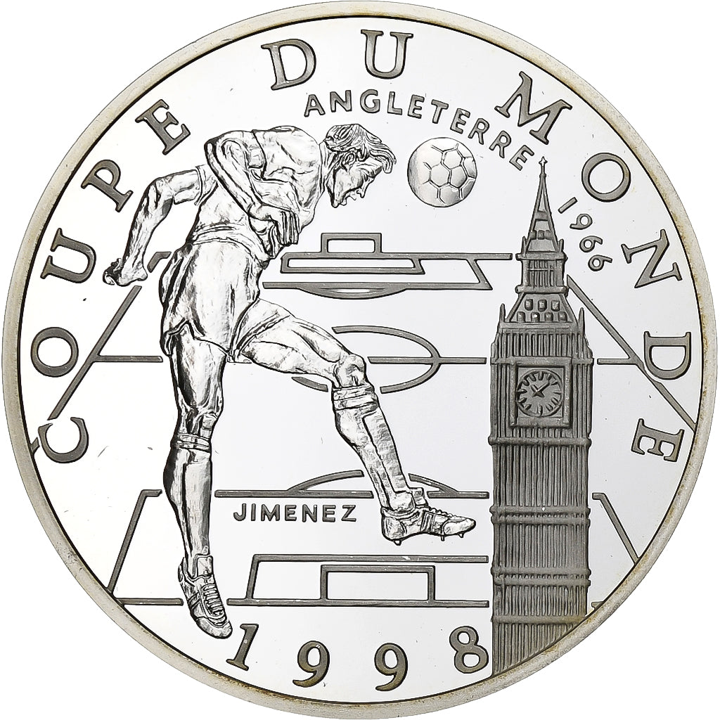 França, 10 Francs, France 98, Angleterre, 1997, Monnaie de Paris, BE, Prata