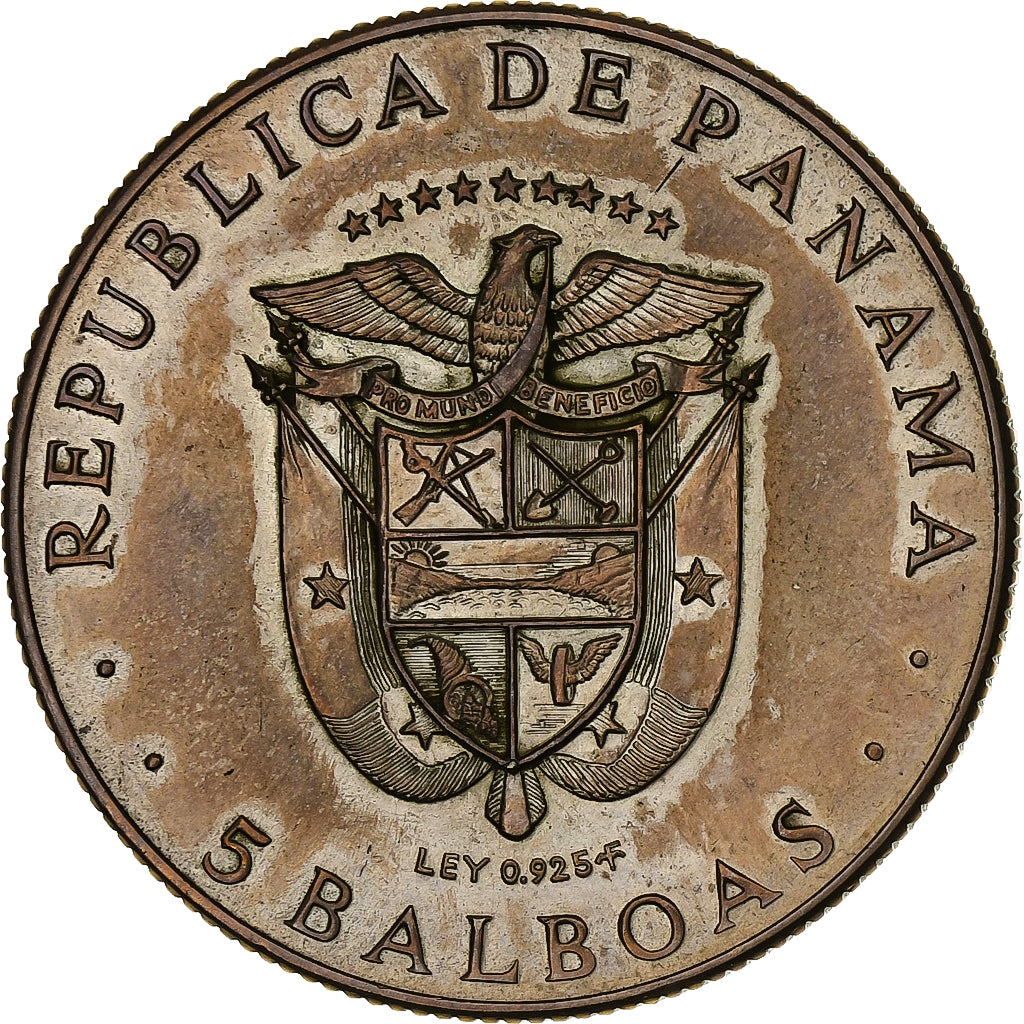 Panama, 5 Balboas, 1970, U.S. Mint, Argent, SUP, KM:28
