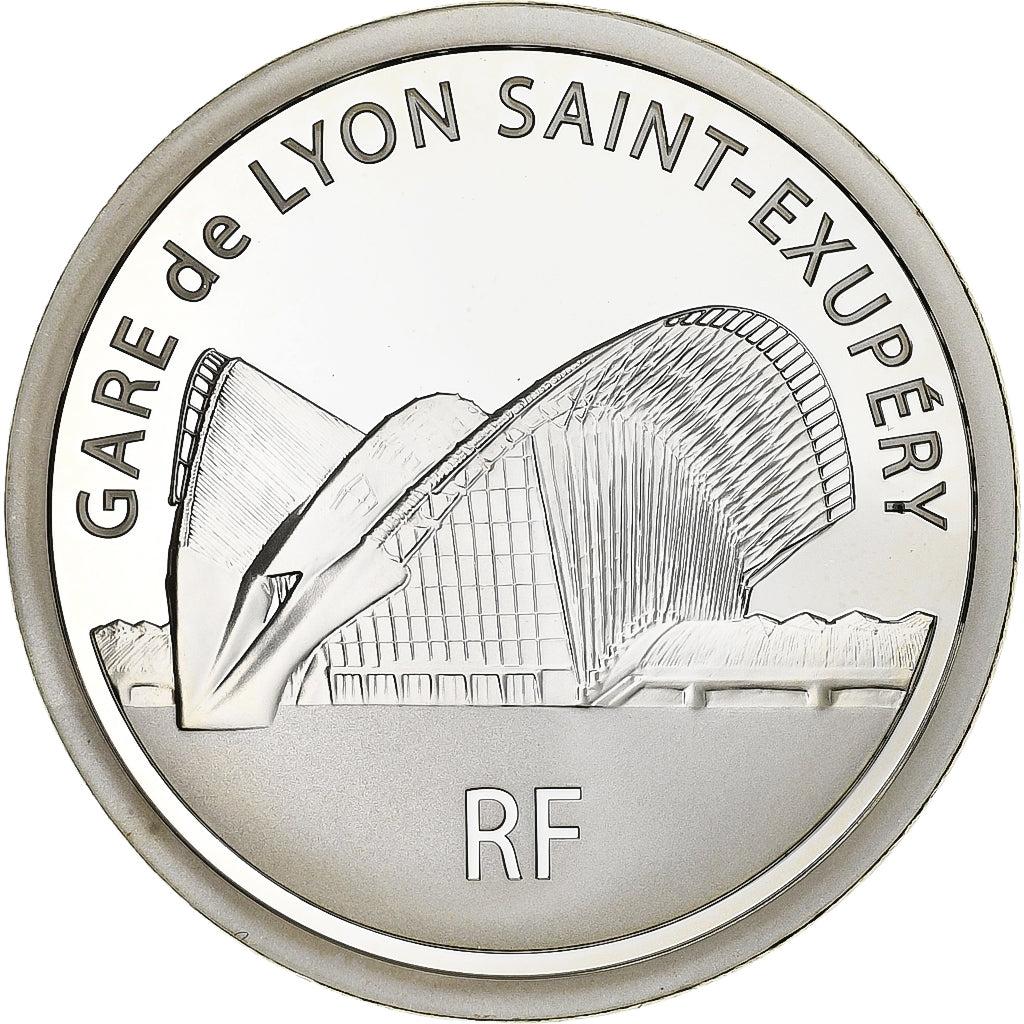 Francia, 10 Euro, gare de Lyon Saint-Exupéry TGV, Prueba, 2012, Monnaie de