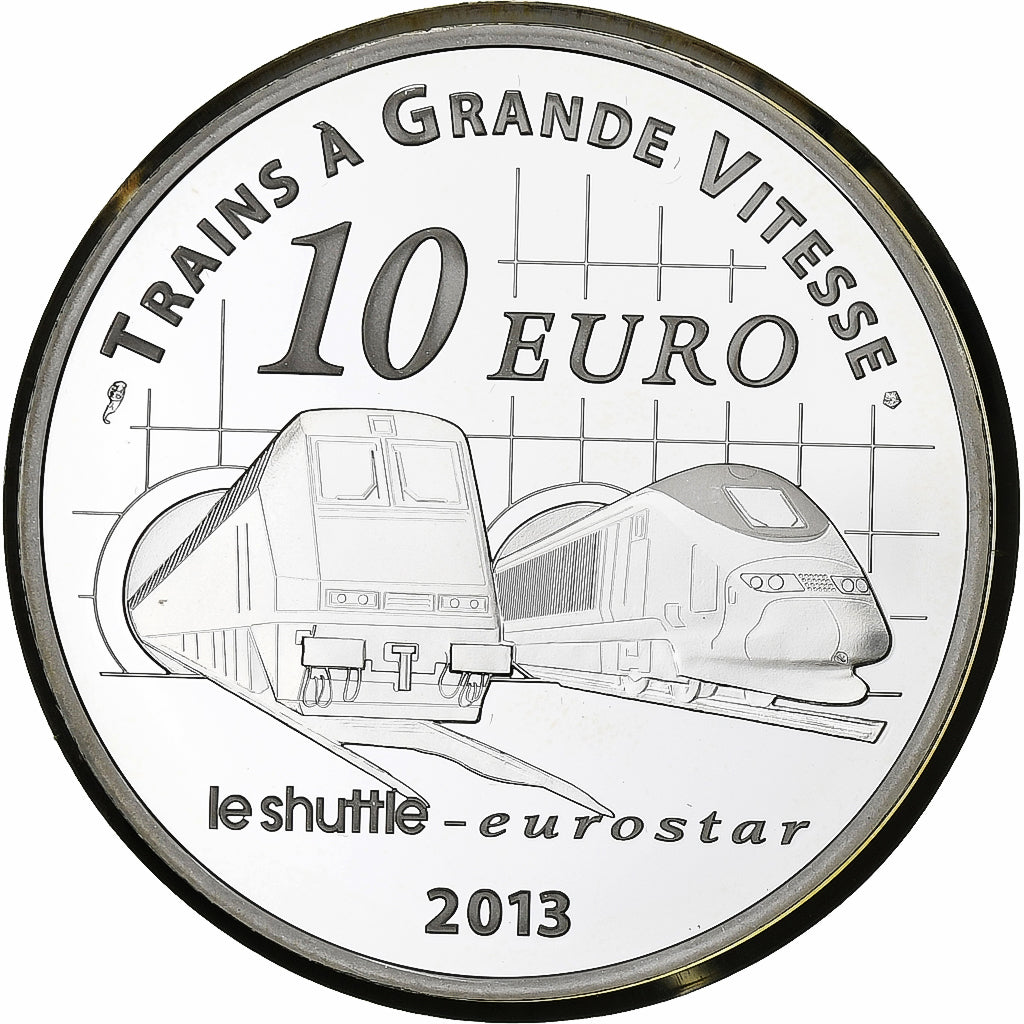 France, 10 Euro, Le Shuttle - EUROSTAR - TGV, Proof, 2013, Monnaie de Paris