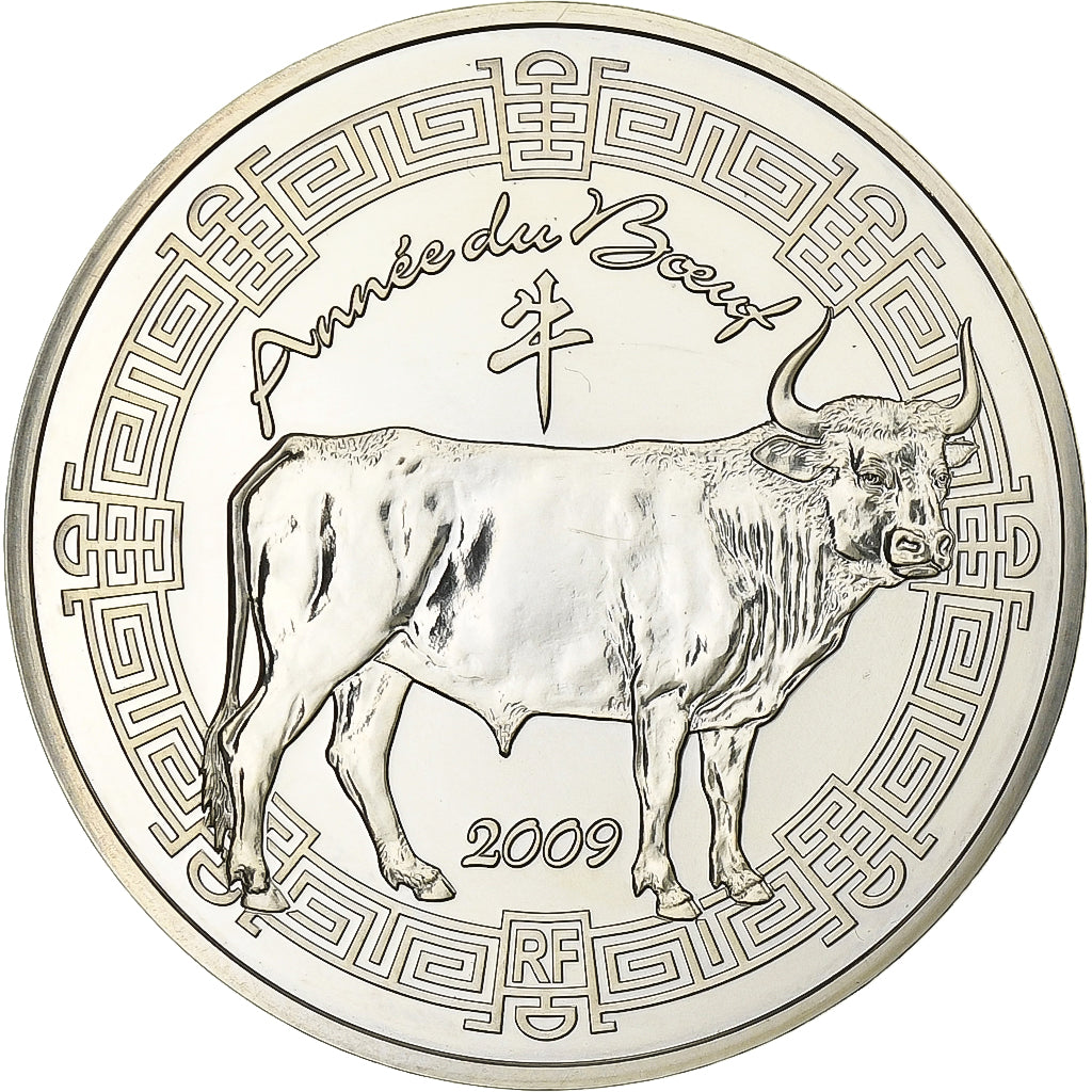 Francja, 5 Euro, année du boeuf, BE, 2009, Monnaie de Paris, Srebro, MS(65-70)