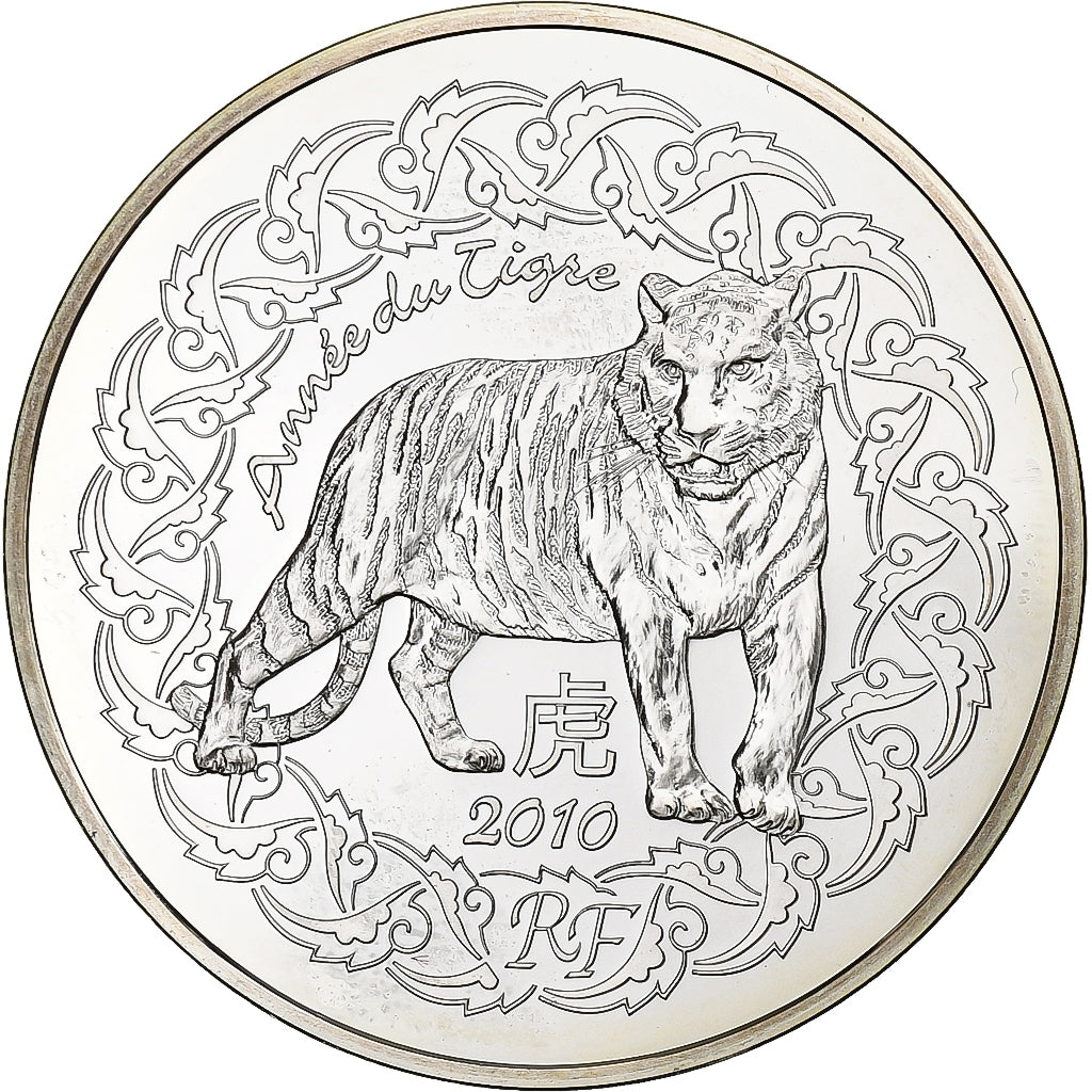 France, 5 Euro, Année du Tigre, BE, 2010, Monnaie de Paris, Silver, MS(65-70)