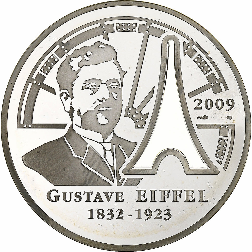 France, 10 Euro, Gustave Eiffel, Proof / BE, 2009, Monnaie de Paris, Silver
