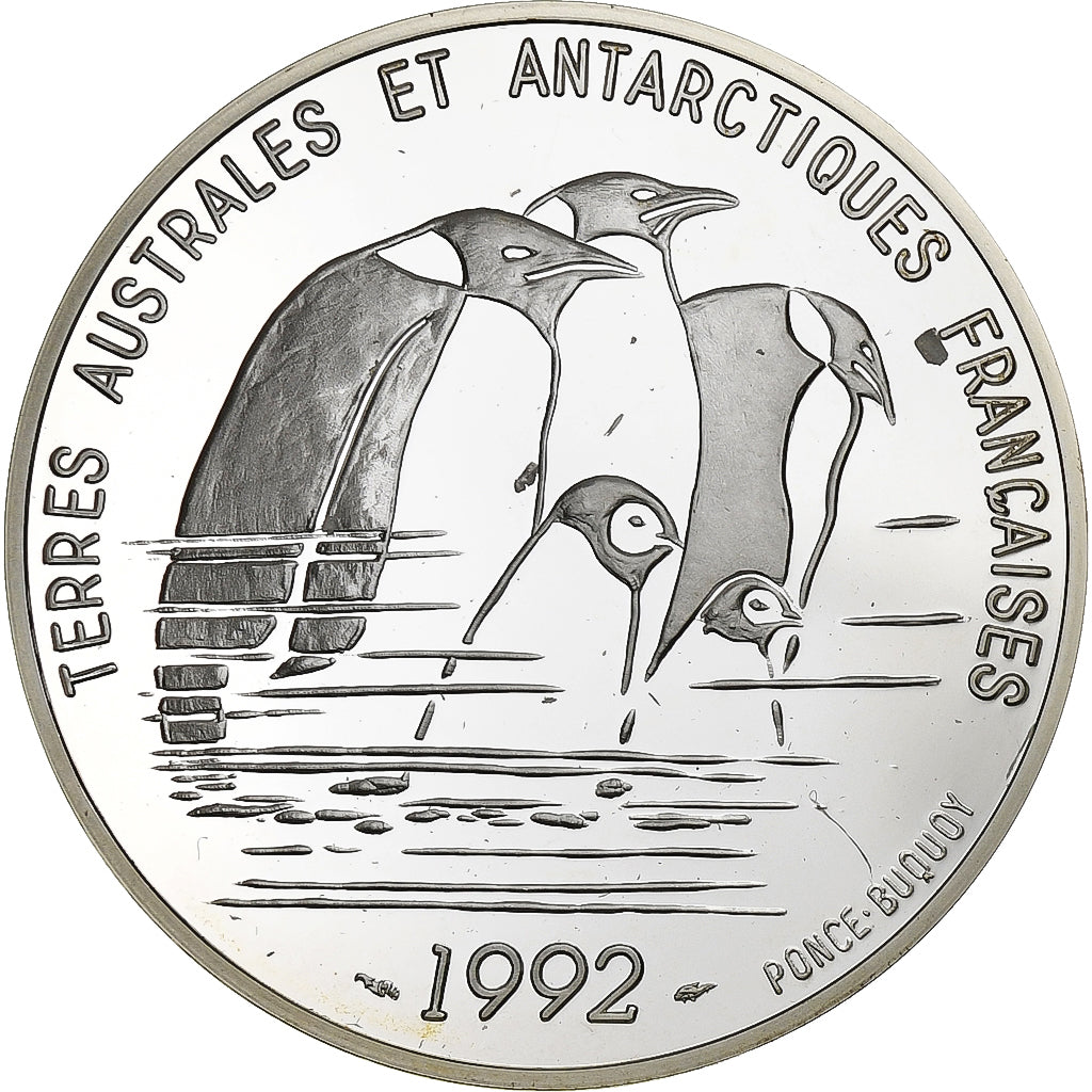France, 100 Francs, Terres Australes, 1992, Monnaie de Paris, Silver, MS(65-70)