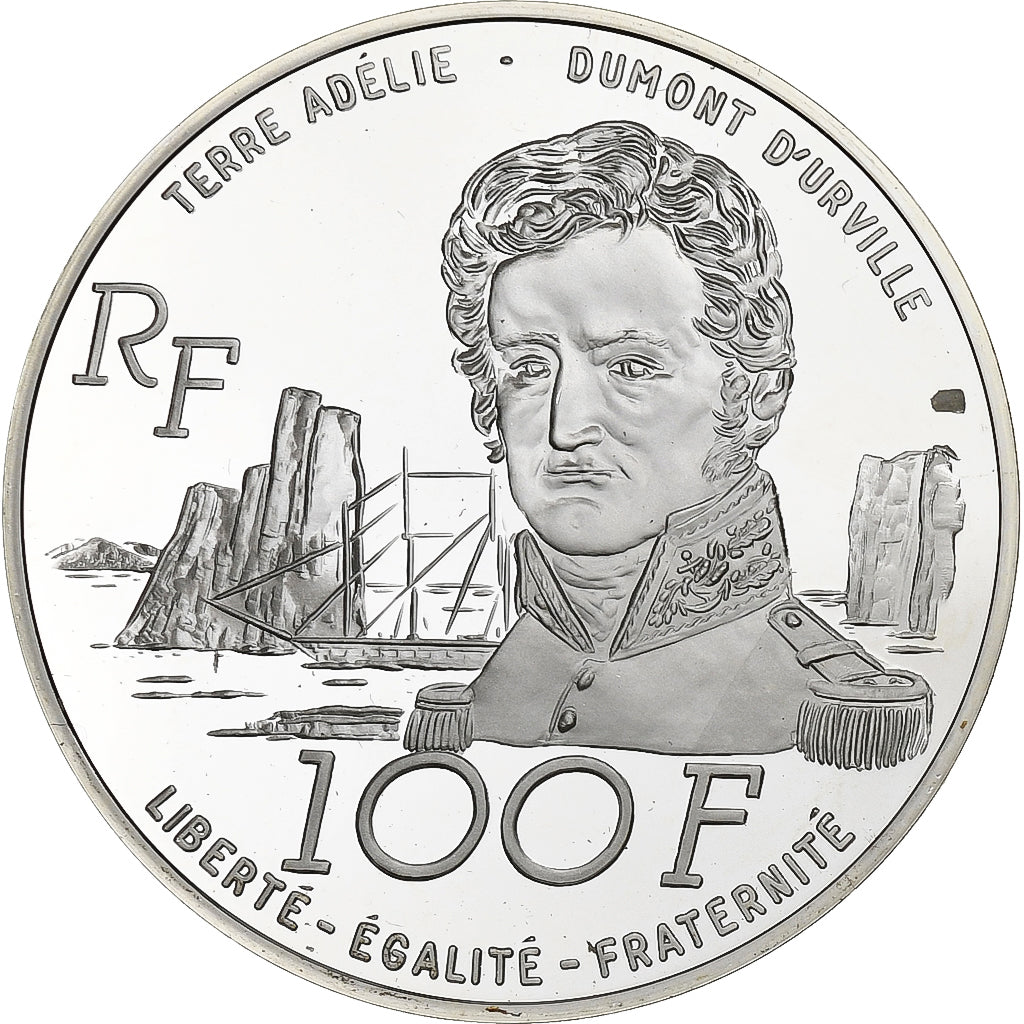 France, 100 Francs, Terres Australes, 1992, Monnaie de Paris, Silver, MS(65-70)