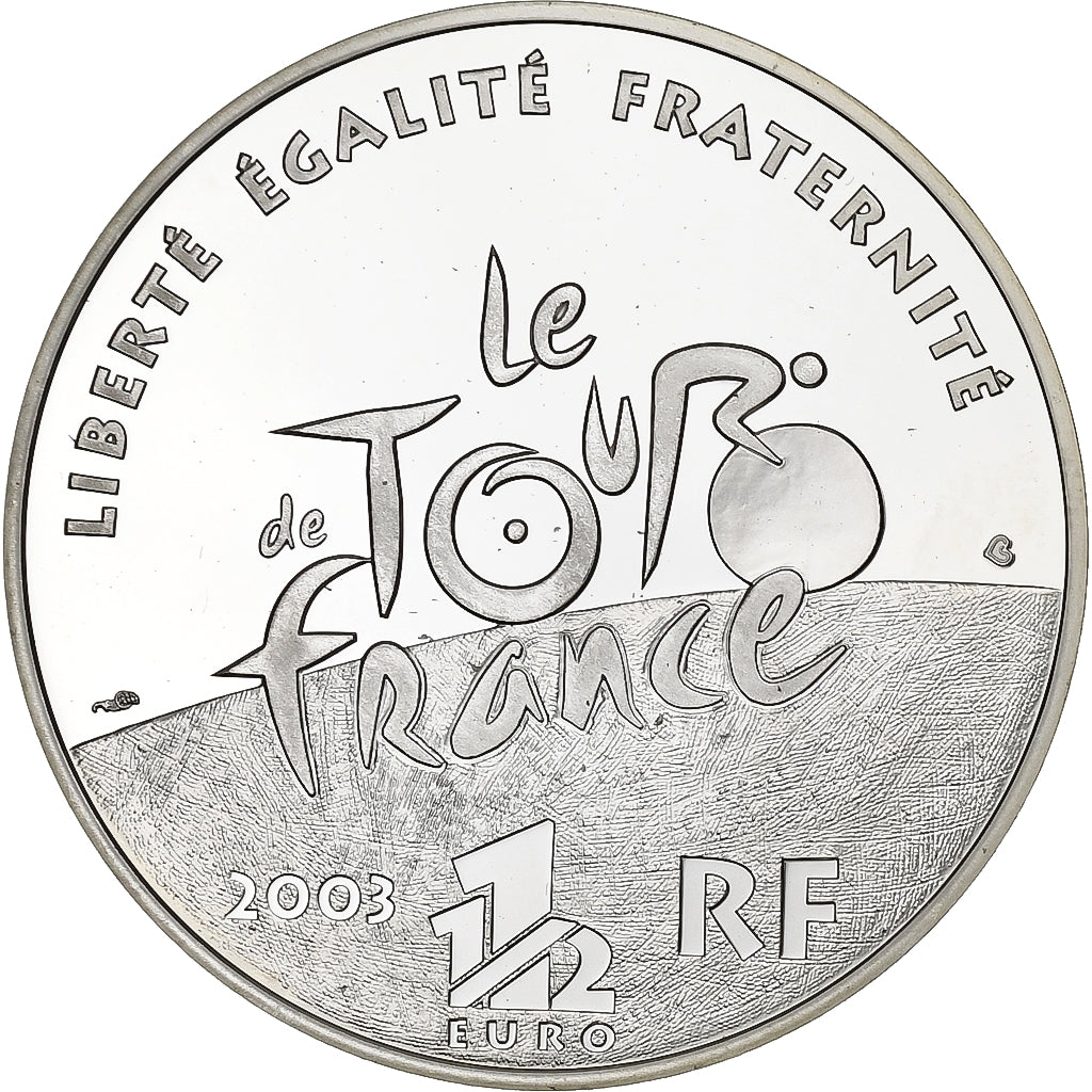 França, 1-1/2 Euro, Tour de France, Sprint, BE, 2003, Monnaie de Paris, Prata