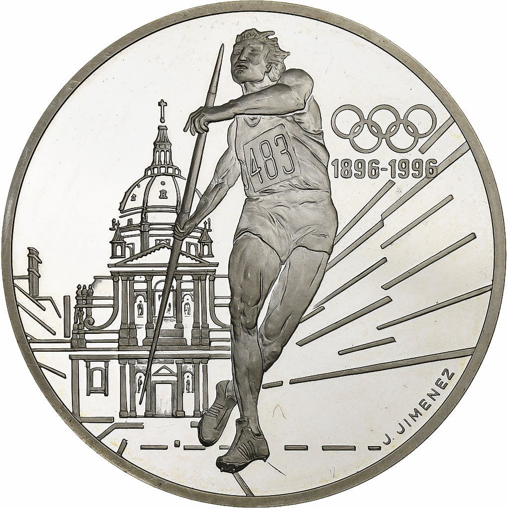 France, 100 Francs, Lancer de javelot, 1994, Proof, Silver, MS(65-70)