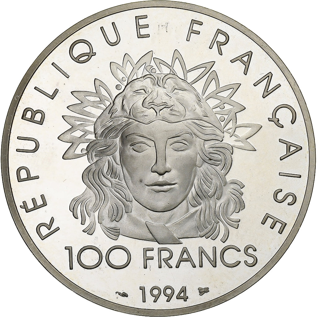 France, 100 Francs, Lancer de javelot, 1994, Proof, Silver, MS(65-70)