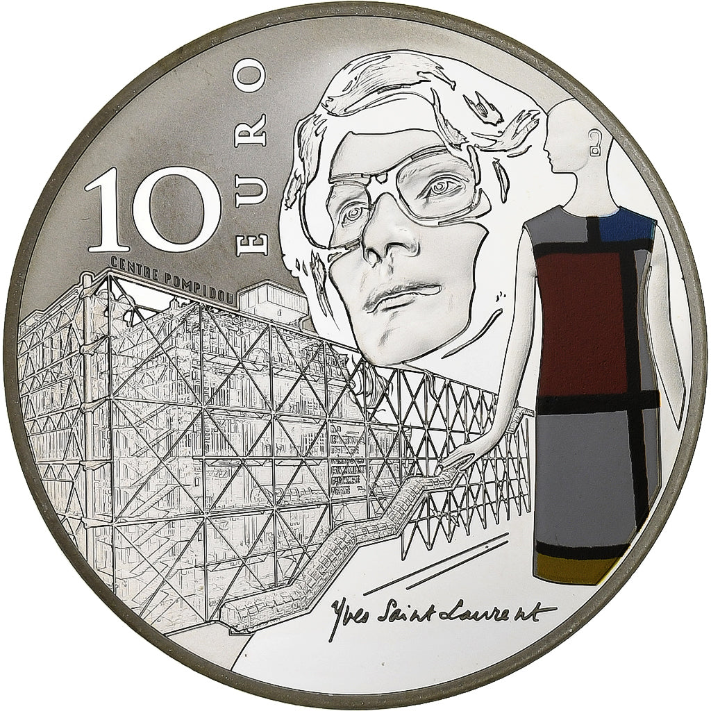 Frankreich, 10 Euro, Yves Saint Laurent, BE, 2016, Paris, Silber, STGL
