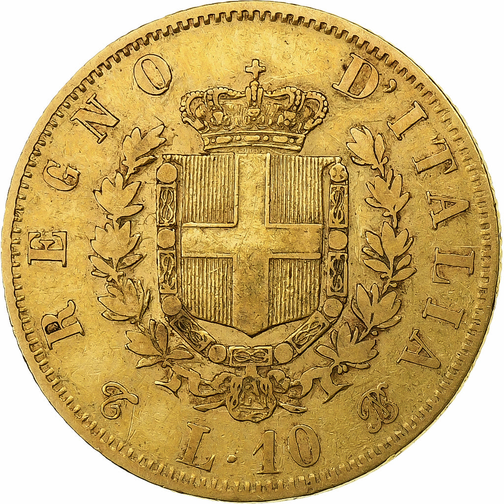 Italia, Vittorio Emanuele II, 10 Lire, 1863, Torino, Oro, MB+, KM:9.3