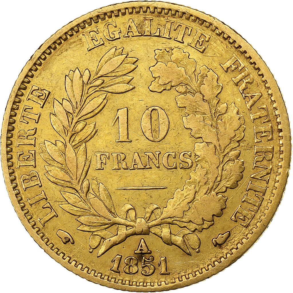 France, 10 Francs, Cérès, 1851, Paris, Or, TTB, Gadoury:1012, KM:770