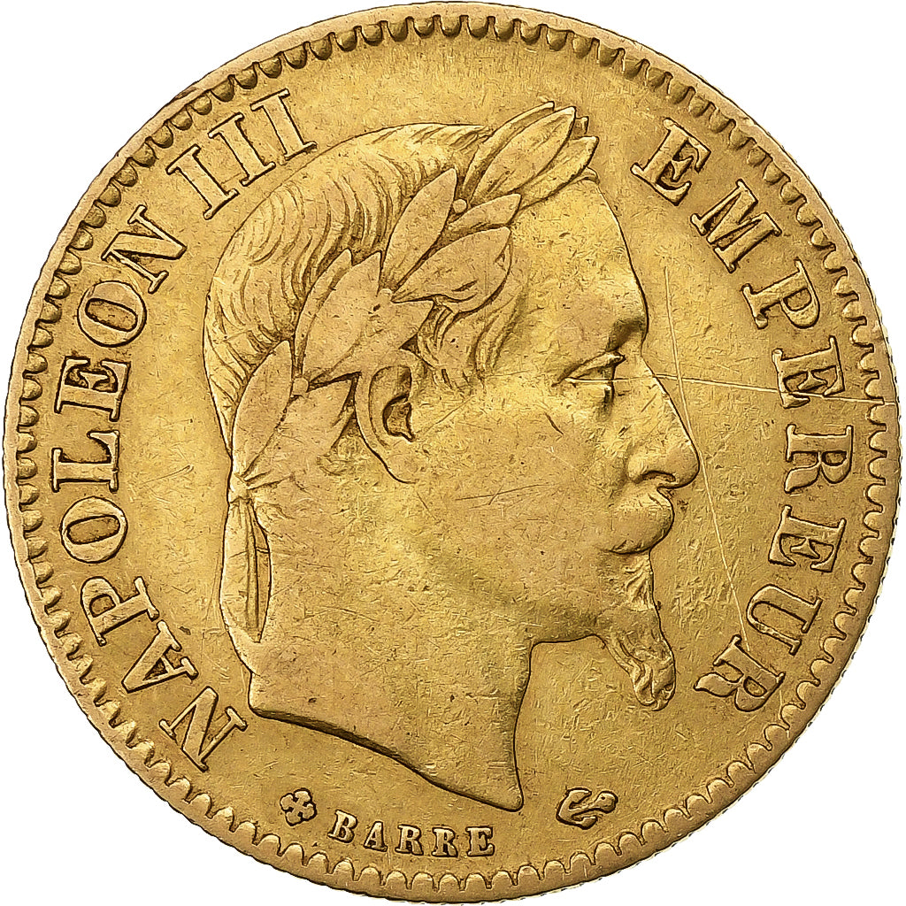 Frankrijk, 10 Francs, Napoléon III, 1866, Strasbourg, Goud, ZF, Gadoury:1015